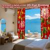 2D FLAT PRINTING 2pcs Curtains (Without Rod) Floral Red Celebration Design Holiday Easter Printed Curtains Polyester Curtains