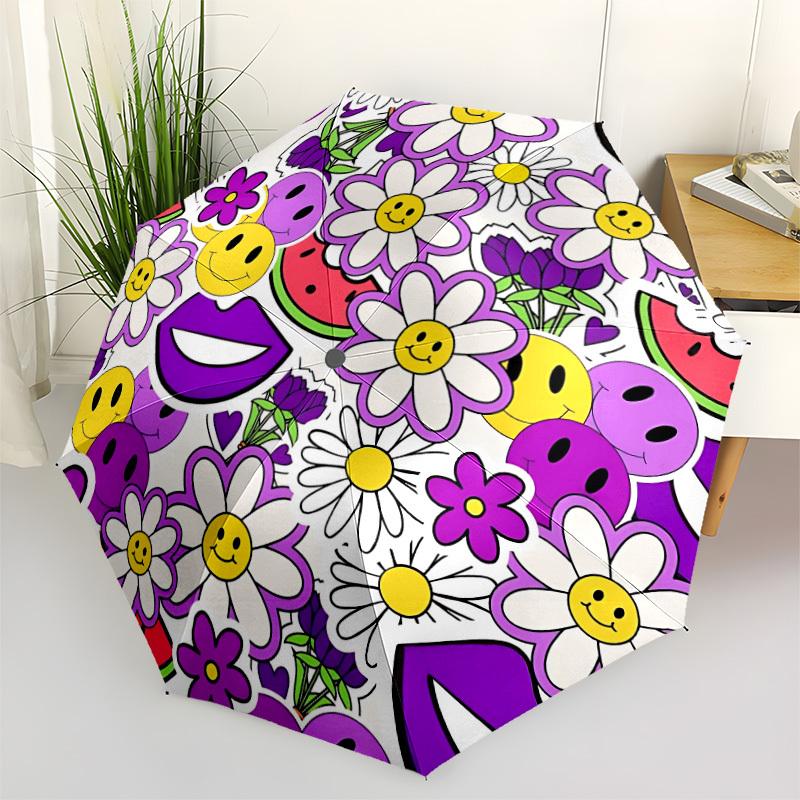 

1pc Flower Vibes Automatic Opening/Closing Umbrella with Operation & Windproof Canopy yy260311077