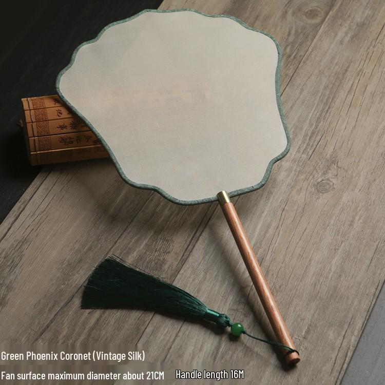 Vintage Silk Hand-Painted Gongbi Fan - Classic Chinese Round Palace Design