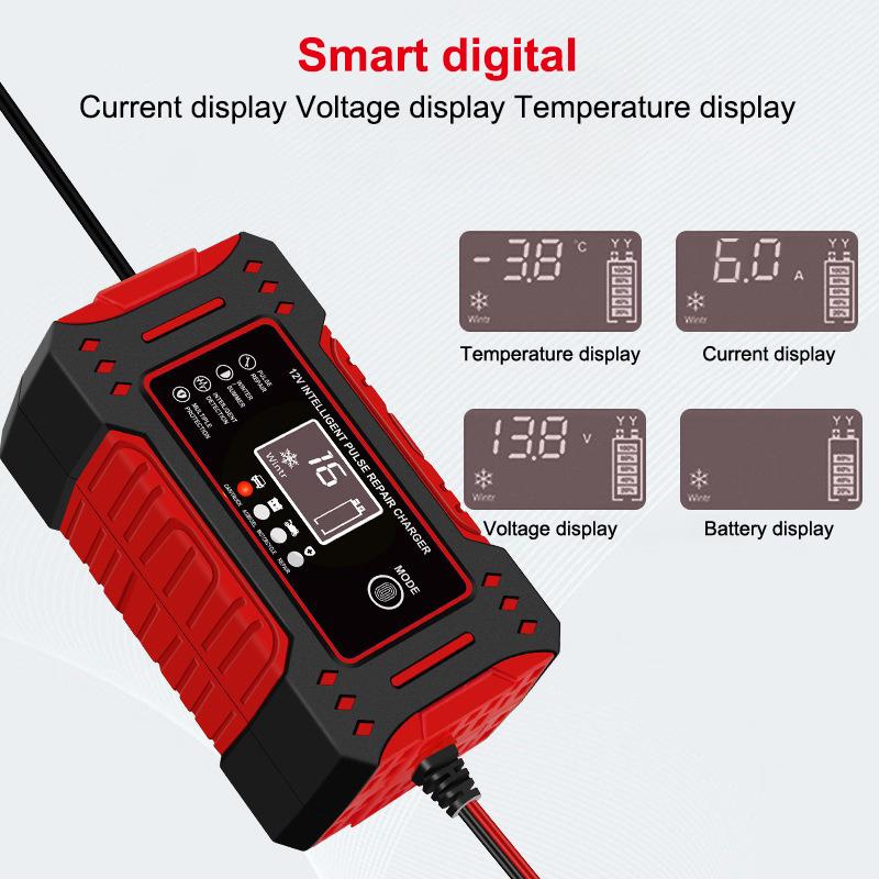 Battery Repair Lcd Display 6A 12V Intelligent Car Battery Charger Car And Motorcycle Battery Charging Unit Lead-Acid