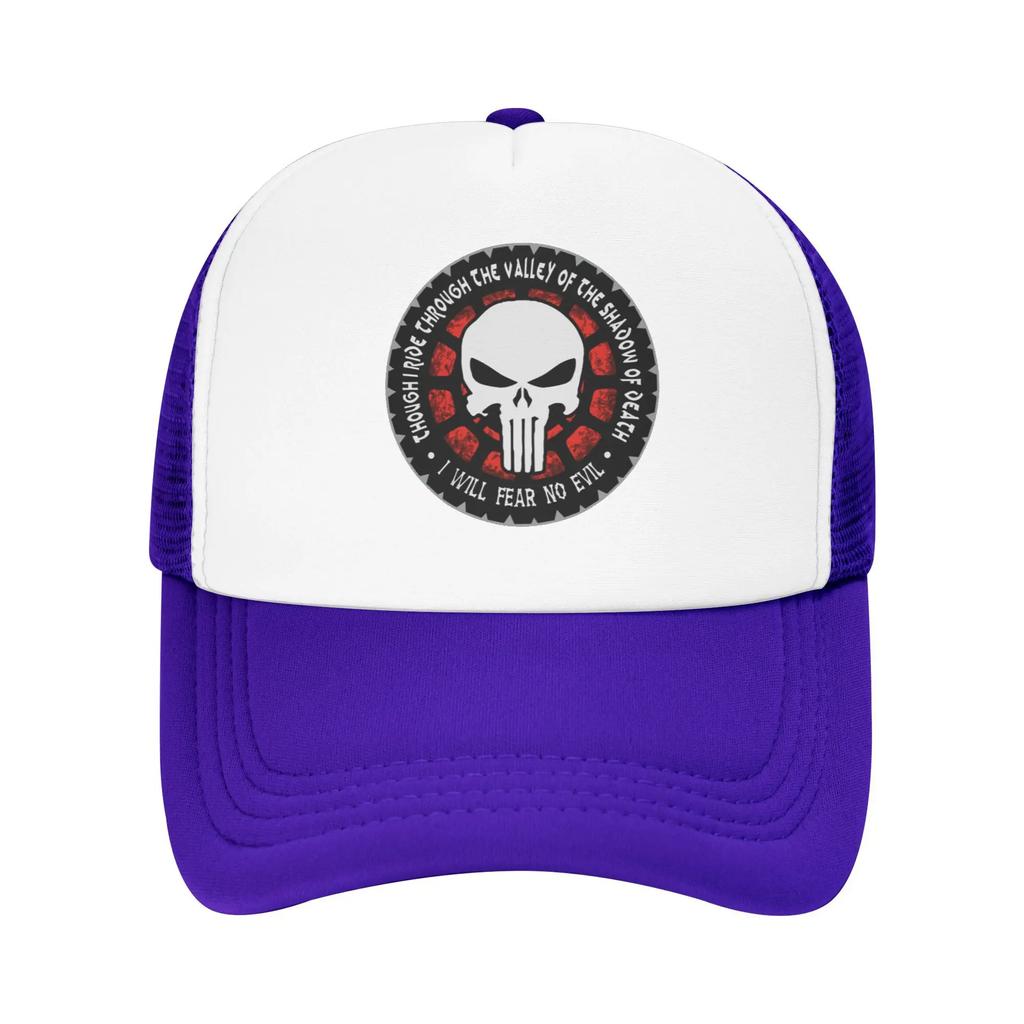 Through The Valley Of The Shadow Of Death Punisher Skeleton Travel Mesh Baseball Caps Men Beach Coquette Hat Hip Hop Trucker Cap