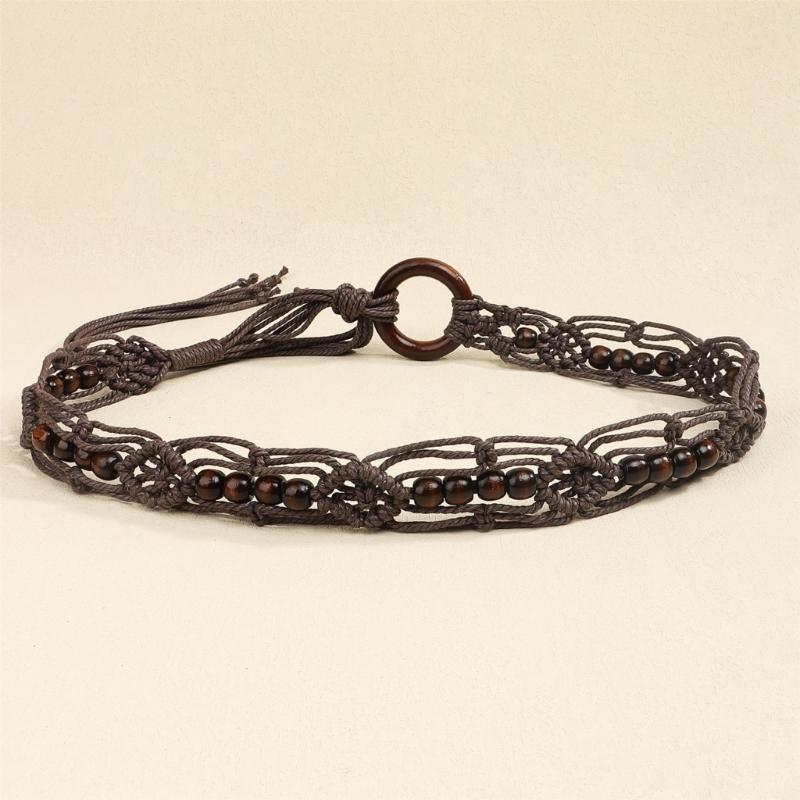 Adjustable Braided Belt For Women Natural Cotton Waist Chain Bohemian Style Waist Rope Decoration For Dresses Jeans