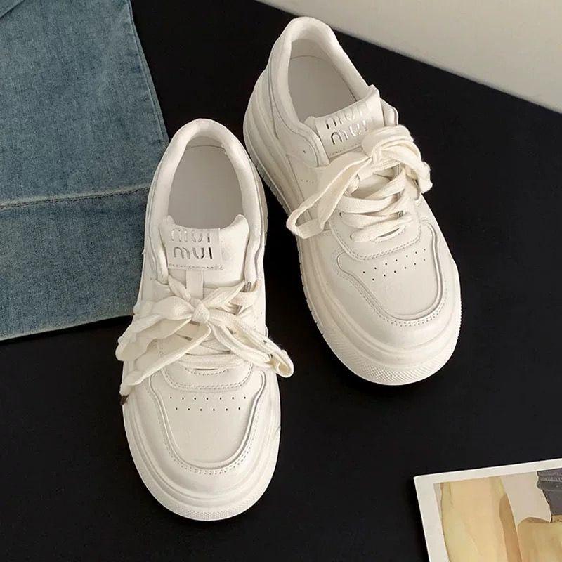 High-end Little White Shoes Women's Spring New Bread Shoes Small Thick-soled Heightening Casual Sports Board Shoes