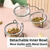 400ml Double Glass Bowl Glass Cat Dog Bowl with Iron Frame Gold Stand Raised Water Feeder Bowl Puppy Food Bowl Cat and Dog