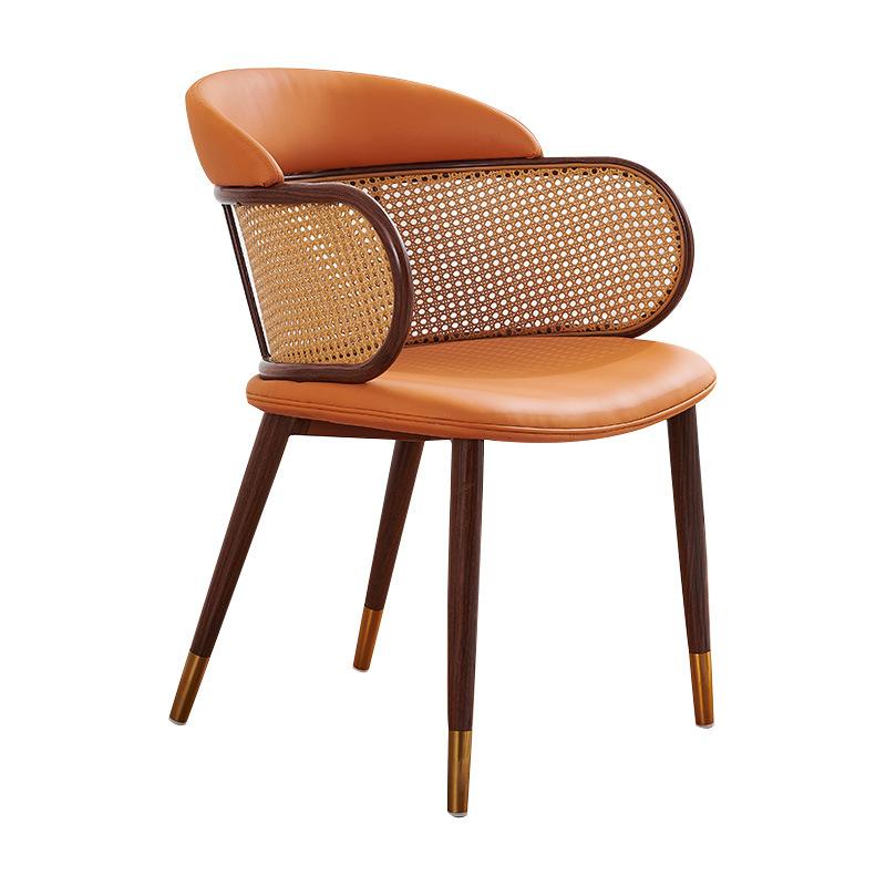 Light Luxury Rattan Armchair Single Person Chair Home Restaurant Backrest Chair Vintage Coffee Shop Chair