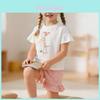 Girl Summer Outfit Two Piece Cotton Short Sleeve Trousers Set For Kids 3-8 Years