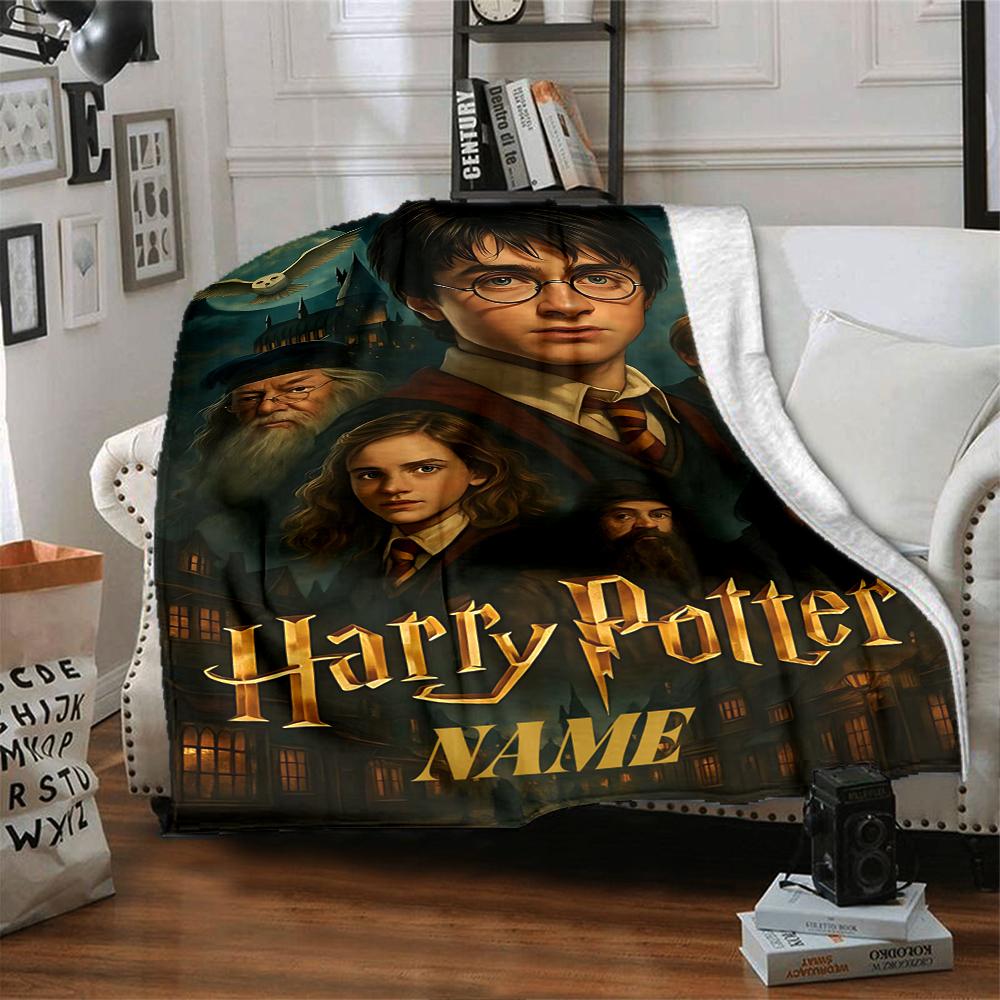 Custom Name Hogwarts Crest blanket for Couch & Bed, Plush Cozy Fuzzy Blanket Super Soft & Warm Blankets for Fall and Winter. 090893