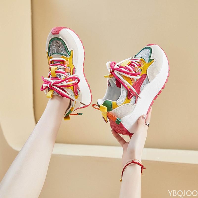 Fashion Women's Casual Thick Soled Sports Shoes Spring New Breathable Lace Up Outdoor Casual Simple Comfortable Vulcanized Shoes