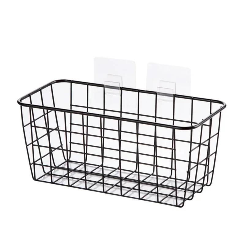 Wrought Iron Kitchen Seasoning Storage Basket Storage Basket Bathroom Rectangular Storages Box High-capacity Wall Hanging Rack чёрный 2390₽