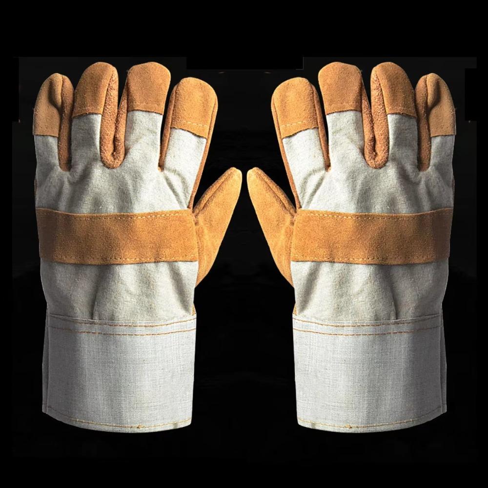 1 Pair Thickened Leather Work Gloves Abrasion Resistant Gardening Gloves for Construction Mechanic