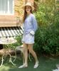 SALON DE YOHN Stripe Cuffs T_ Blue+Ivory