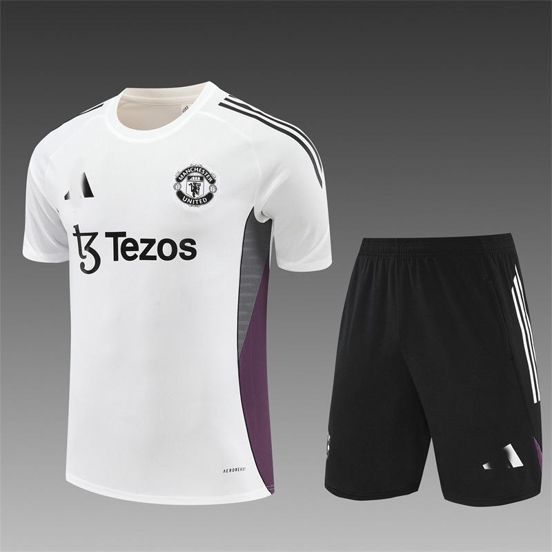 Manchester United Football Suit Custom Autumn And Winter Long-Sleeved Half-Pull Pre-Game Warm-Up Children'S Short-Sleeved Training Suit