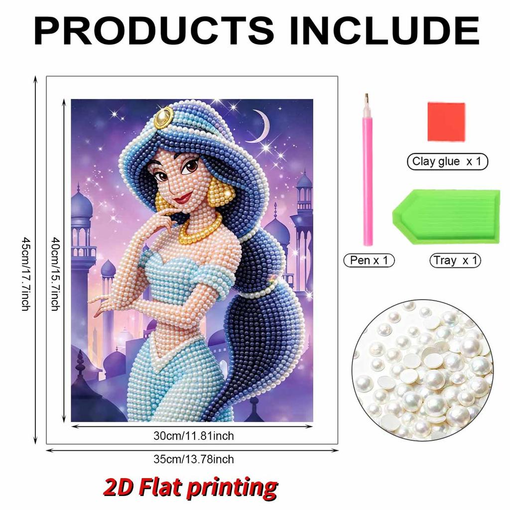 Sternenschloss Jasmin Neue Perlen-Eingefasste Rahmenlose Kunst | Handgefertigte Perlenkunst, Sternenmond Exotisches Schloss Thema, für Exotische Traumhafte Dekoration
