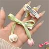 4PCS Korean Hair Accessories Sweet Pink Tulip Flower Clip Pearl Bow Duckbill High-end Fabric Elegant Casual Girl's Headwear 2025 New