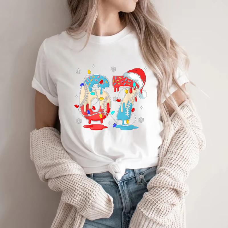

number 67 printed Womens pure cotton crew neck printed Tshirt Christmas gift Tshirt S