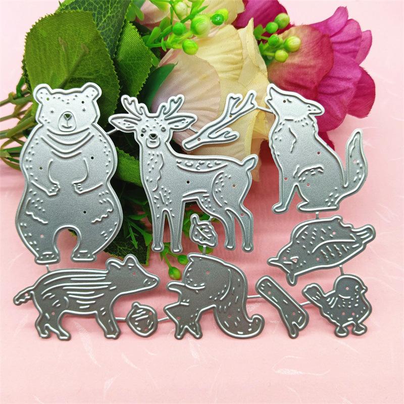 

Животные в лесу дизайнерские узоры металлический трафарет для резки DIY альбом для скрапбукинга фото тиснение бумажная карта ремесленный декор серебряный