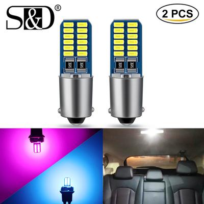 2pcs BA9S H6W T4W LED Car Light Bulb T2W T3W H5W Car Auto Car Reverse Lights Auto Parking License Plate Light White Pink Crystal Blue DC 12V