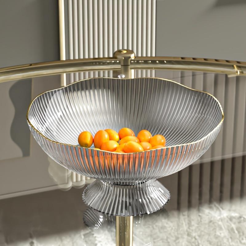 Plateau à fruits de luxe pour la maison, plastique transparent PET, style Ins, plateau à snacks ménager, bordure dorée, panier à fruits fleuri, plateau à fruits KTV, un paquet
