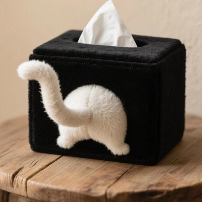 Lovely Cats Designs Fleece Fabric Tissue Box Holder For Home Storage And Small Accessories Organization