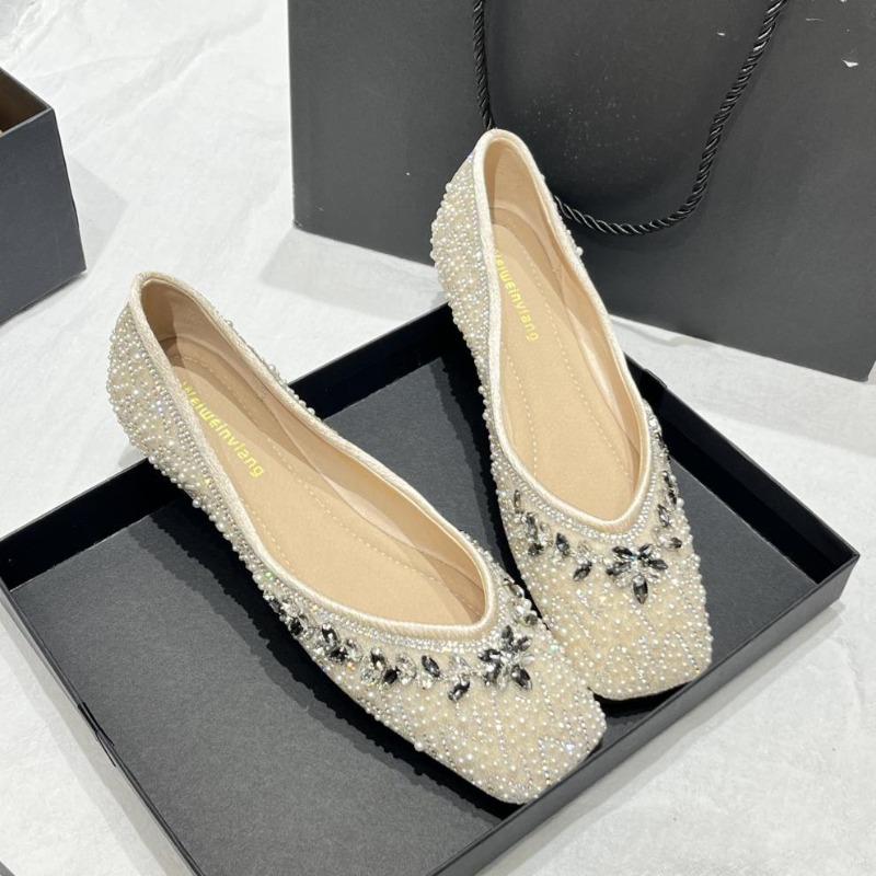 Women Flats Luxury Rhinestone Casual Loafers Fashion Crystal Shallow Mouth Single Shoes Wedding Bridal Shoes Flats Zapatos Mujer