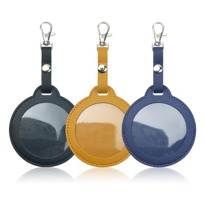 PU Leather Card Holder Cat Ear Design Cute Round Badge Reel For Work Office Travel Luggage Keychain Pendant