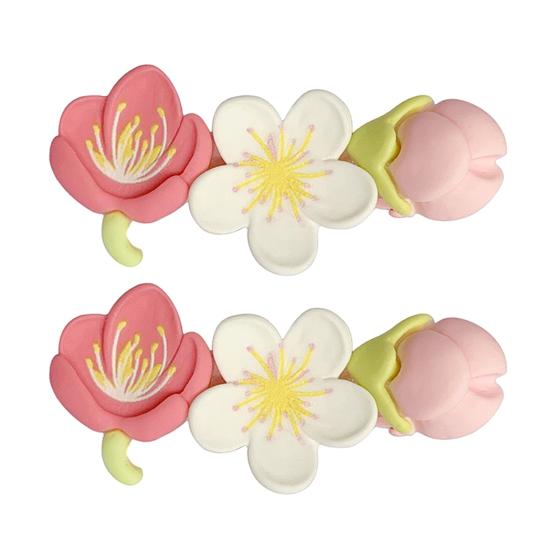 2Pcs Hairpin Soft Polymer Clay Peach Blossom Hair Clips Lightweight Non-Slip Pink Floral Design Hair Pin Hanfu Hair Accessories