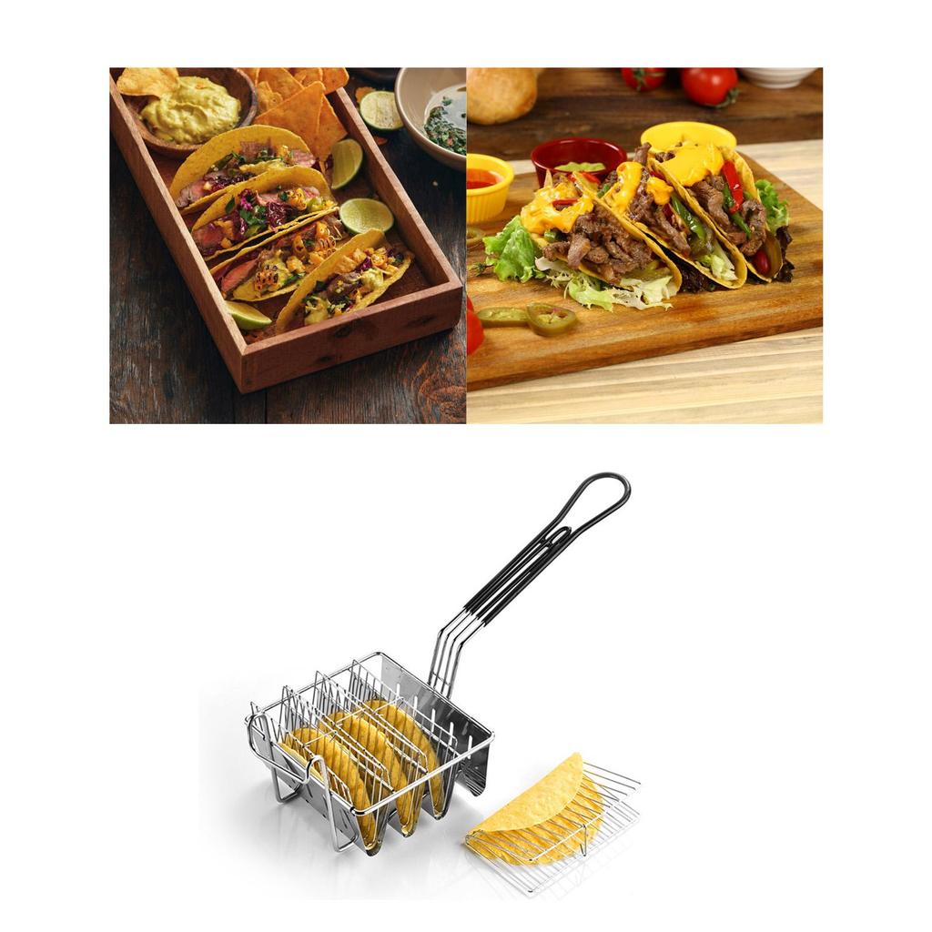 Taco Basket Deep Fryer Holder with Grip Handle Stainless Steel Burritos Professional