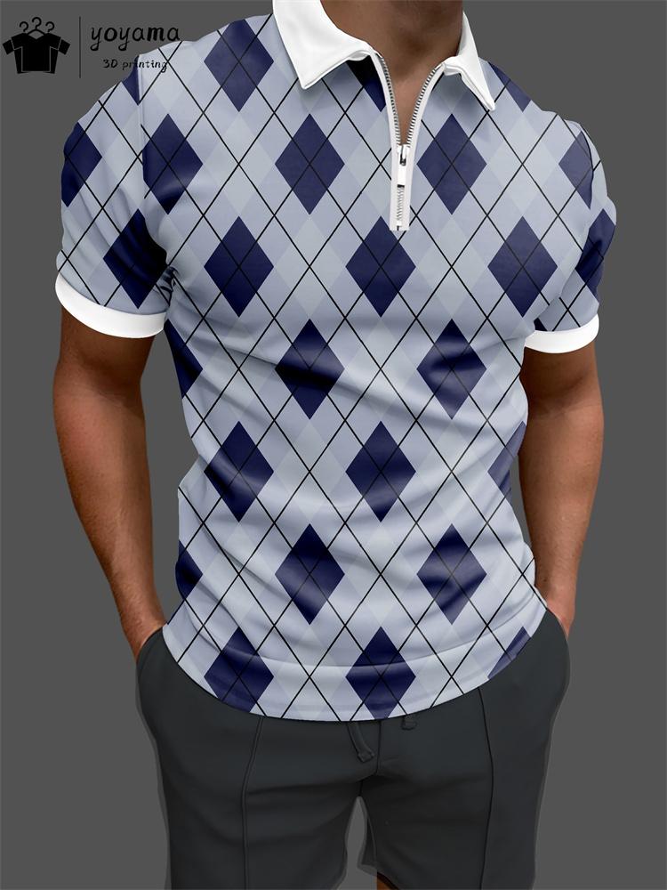 Simple Pattern Print Classic Fashion Men's Clothing Men's Short Sleeve T-shirt Striped Print Mens Polo Shirts Street Men's Polo