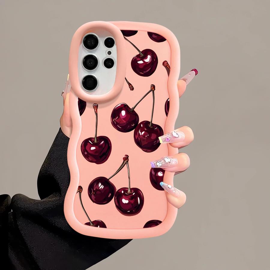 Weiche Handyhülle für Samsung Galaxy A25 S23 Plus S24 A26 S20 FE S22 Ultra S25 S21 A24 A54 A35 A55 A36 A34 Frucht Kirsche