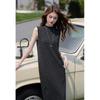 Mokana Damen Vintage Locker Lässig Lang Ärmellos Kleid