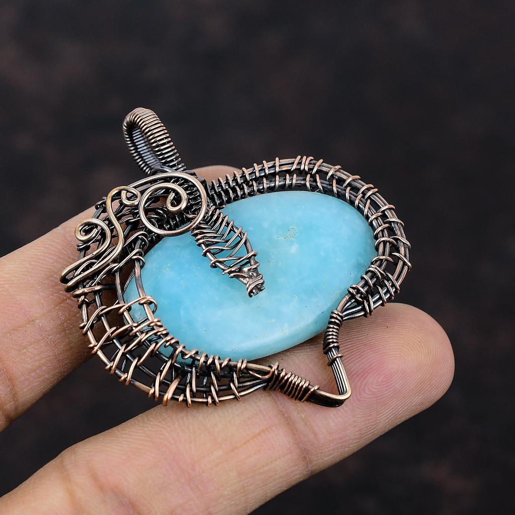 Hemimorphite Pendant Copper Wire Wrapped Pendant Hemimorphite Copper Jewelry Handmade Pendant Wire Wrapped Gemstone Jewelry Anniversary Gift