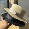 Flat Top Straw Top Hat Women Summer Travel Straw Hat Seaside Vacation Beach Hat