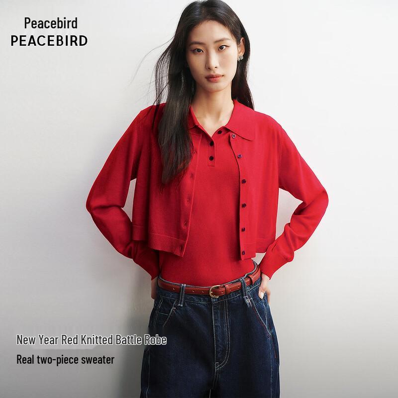 Peacebird Button-Front Knit Cardigan L