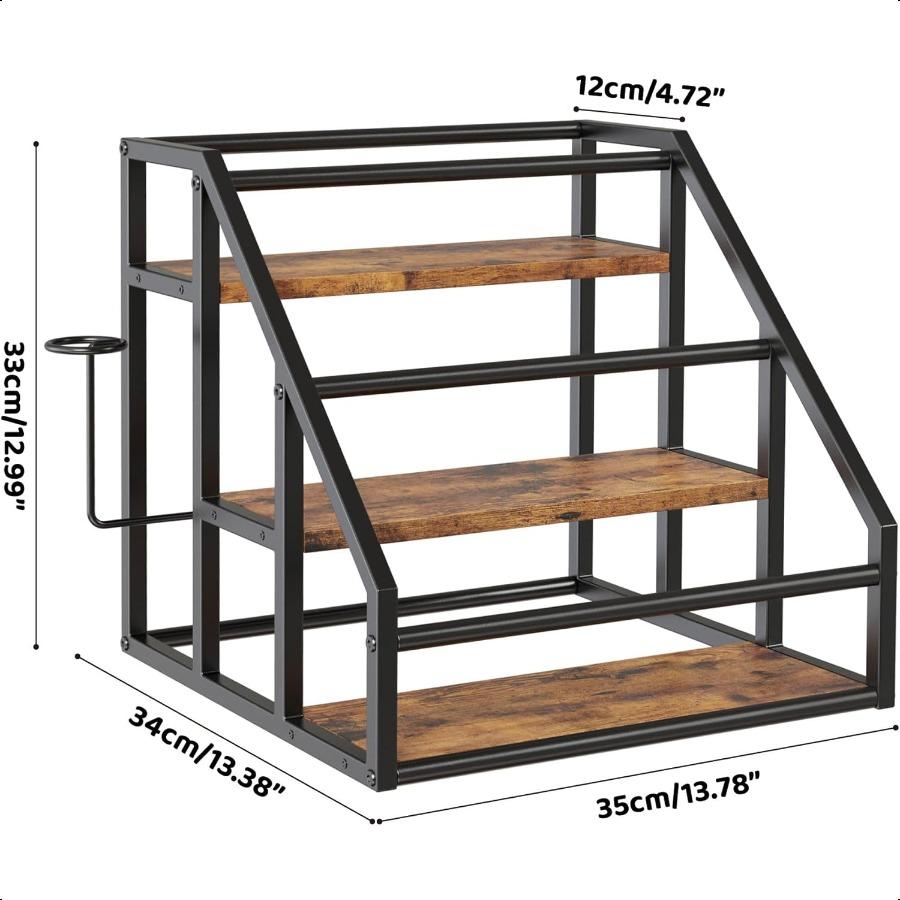 Spice Rack Organizer 3 Tier Countertop Storage Shelves Kitchen Storage Syrup Bottle Stand Holder for Wine Liquor Kitchen Coffee