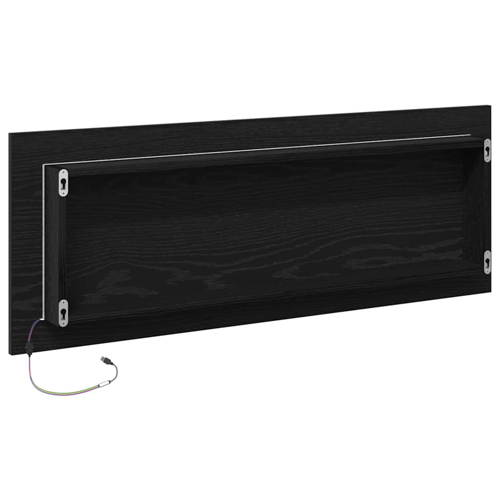 LED Bathroom Mirror in Black Oak Look 100 x 8.5 x 37 cm