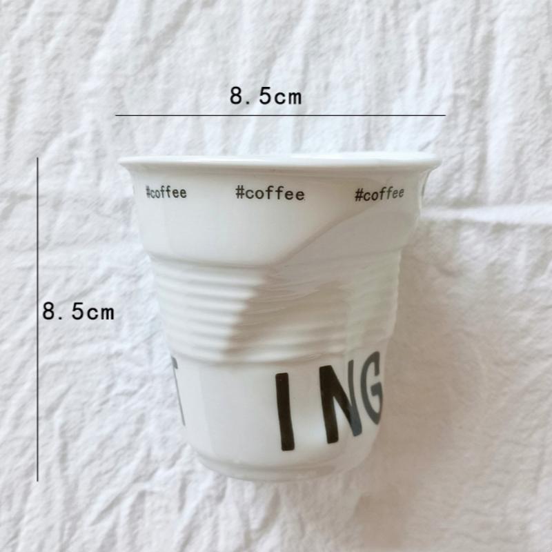 6/7oz Korean Style Cups and Mugs Coffee Mug White Ceramic Nordic Wrinkle Cup 200ml Drinking Coffe Tumbler English Letter