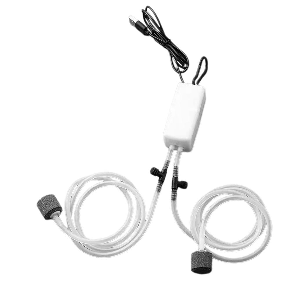 Pompa Ossigeno USB per Pesci Portatile Silenziosa Doppia Uscita Pompa Ossigeno per Pesca Acquario Domestico