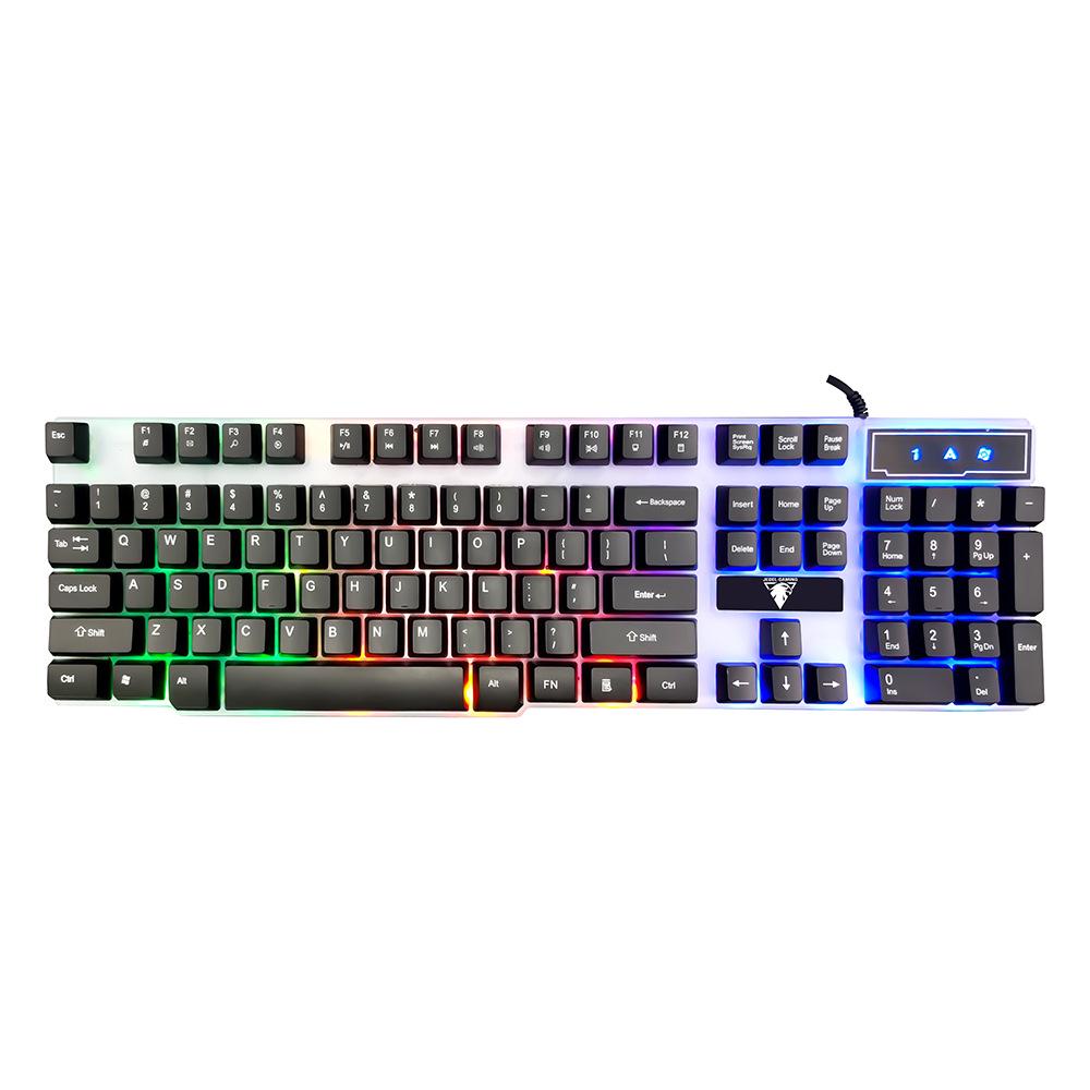 

RGB Backlit Silent Membrane Gaming Keyboard, Mechanical Feel, 104-Key, Wired USB, Cross-Border. чорний