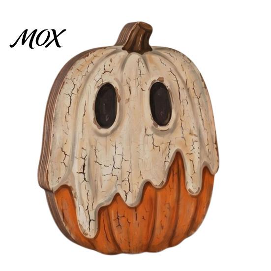 Textured Wood Craft Ornaments Halloween Wooden Ornaments, Distressed Pumpkin/Cat Decorations, Desktop & Wall Premium Solid Art Decors for Autumn