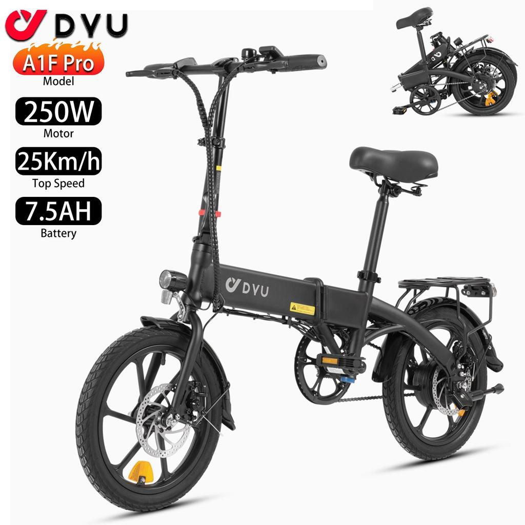 Electric Bike DYU A1F Pro 16" 250W Motor 7.5AH Max Range 60Km Load 120Kg Black