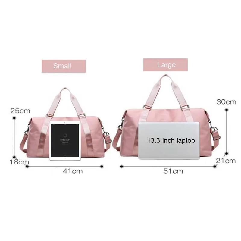 Große Damen-Reisetasche Multifunktionale Sporttasche Handtaschen Nylon Wasserdichte Umhängetasche Damen Nass-Trocken-Taschen Sporttaschen