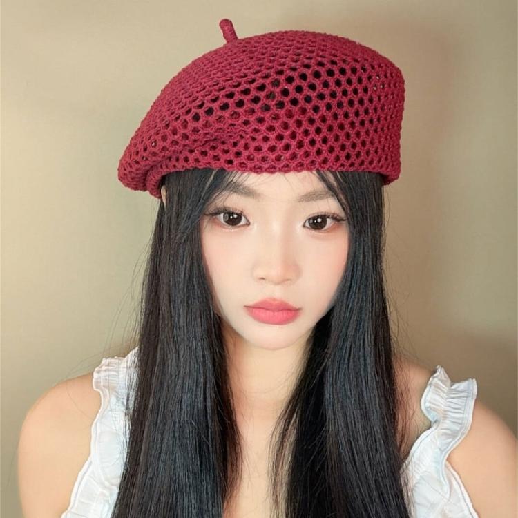 Breathable Raffia Grass Woven Beret Hat For Women Spring Essential Hollowout Sun Hat For Various Occasion Photoshoots Headpiece