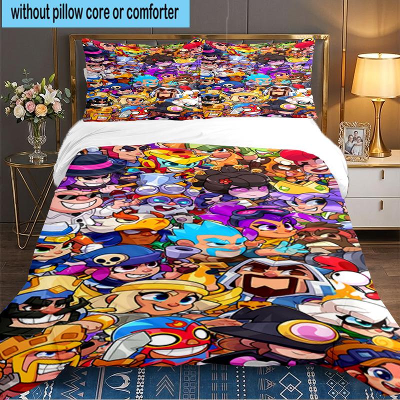 3PCS Brawl Game Bedding Set,Including 1pc Duvet Cover And 2pcs Pillowcases Perfect for Bedroom, Dormitory, Large size Fan Christmas gift