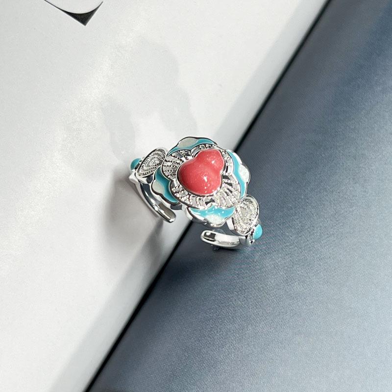 Court style ring women's new Chinese Hanfu accessories color enamel gourd personality niche design ring