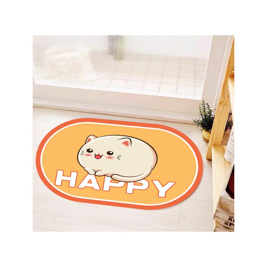 Cartoon Cute Diatom Mud Mat Bathroom Door Moisture-wicking Quick Drying Mat Oval Home Dirt and Non-slip Mat Durable