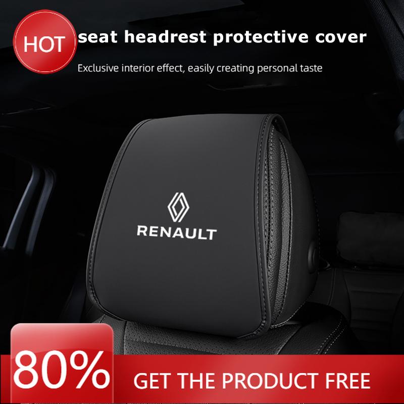 2026 Hot For Renault Hub Caps 2Pcs Leather Car Seat Headrest Protective Covers Accessories For Renault Clio Kadjar Megane Espace