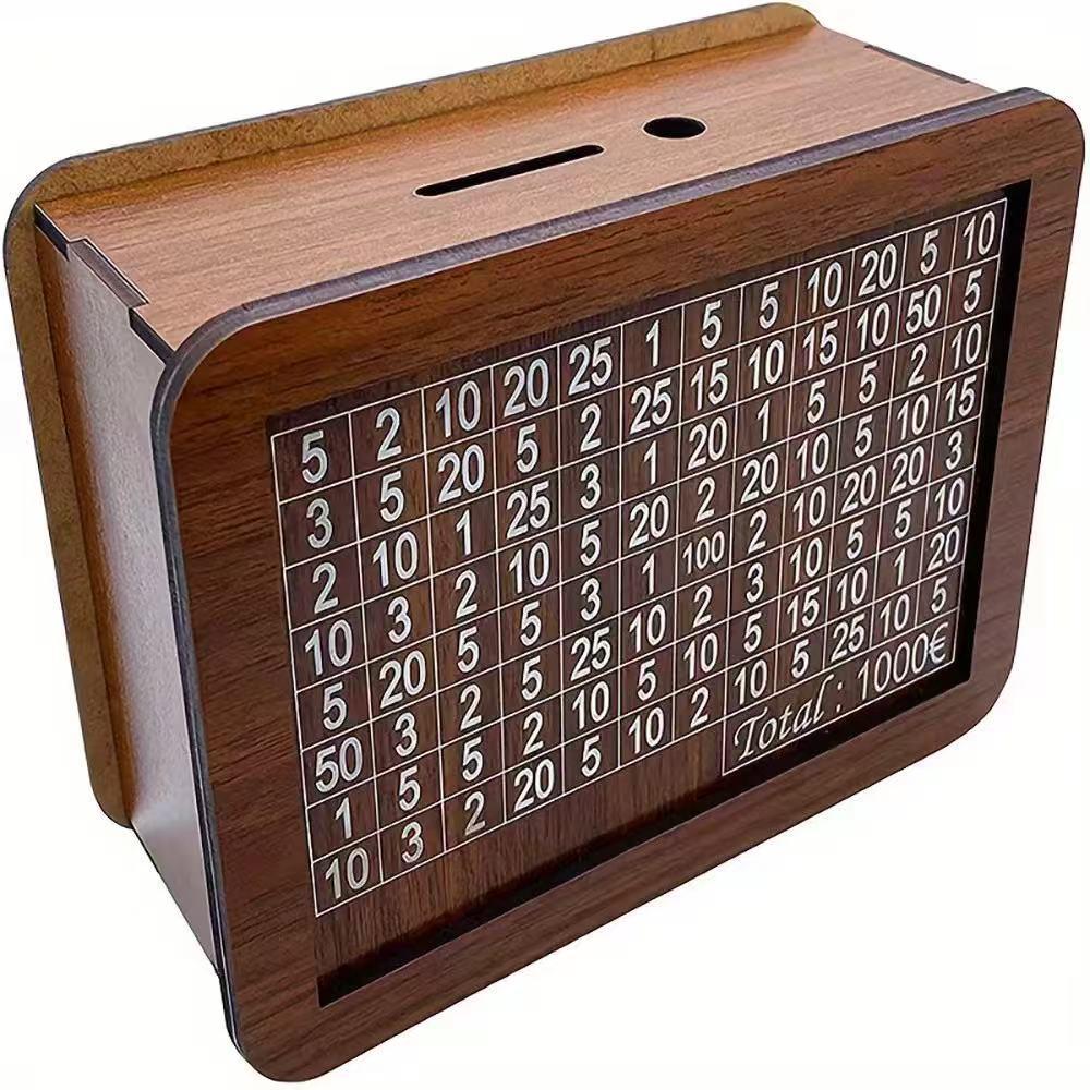 Salvadanaio Decorativo in Legno: Conserva Banconote e Monete, Ideale per Piano di Risparmio Digitale