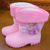 Ye Luoli High Tube Rain Boots Four Seasons3-7Year-old Rubber Boots Kindergarten Rain Boots for Girls, Big Kids, Fleece-lined Cartoon Water Shoes for