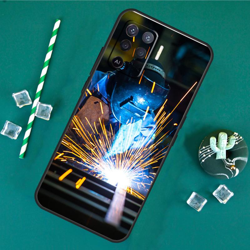 Welder Welding Hot Metal Worker Case For Oppo A17 A15 A40 A60 A80 A16 A76 A96 A18 A38 A58 A78 A98 A91 A57 A74 A94 A54S Cover
