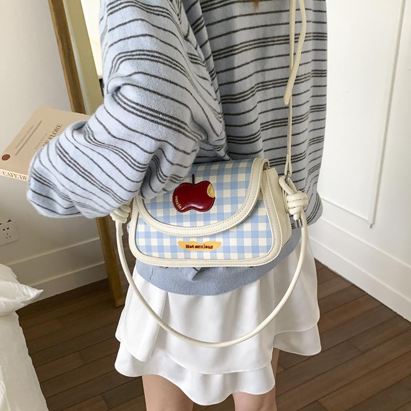 Korean version of fashion hand-carried small square bag women's 2025 summer new plaid small square bag versatile casual shoulder messenger bag